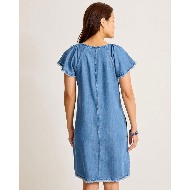 Tommy Bahama Women's Chambray Flutter Shift Dress - Medium Indigo Wash