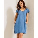 Tommy Bahama Women's Chambray Flutter Shift Dress - Medium Indigo Wash