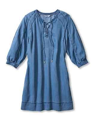 Tommy Bahama Women's Chambray O'Lei Lace-Up Dress - Medium Indigo Wash