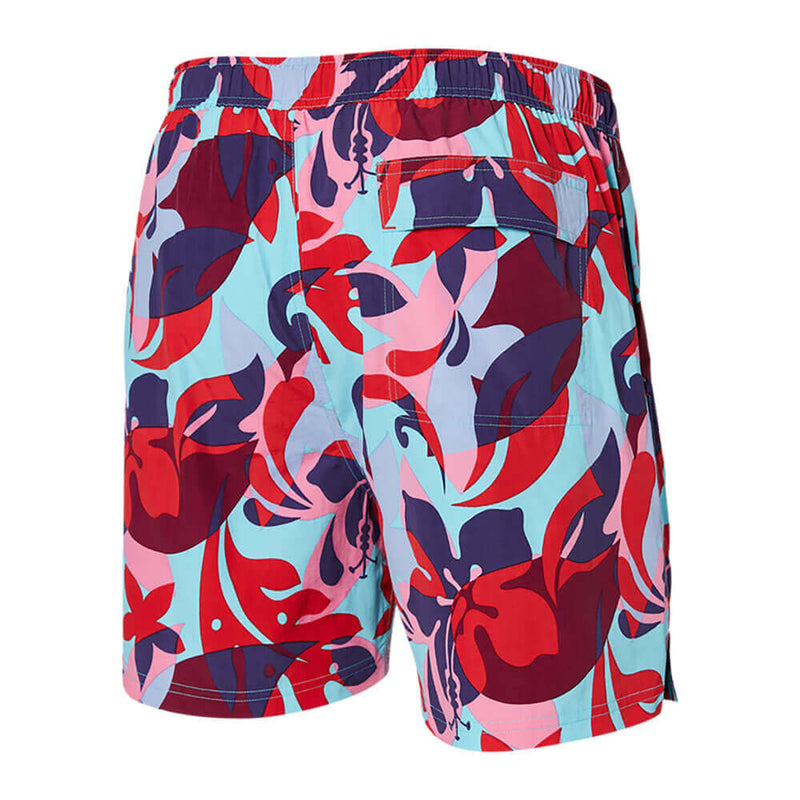 SAXX 5-Inch Go Coastal 2N1 Volley Tropical Lens Swim Trunks - Red