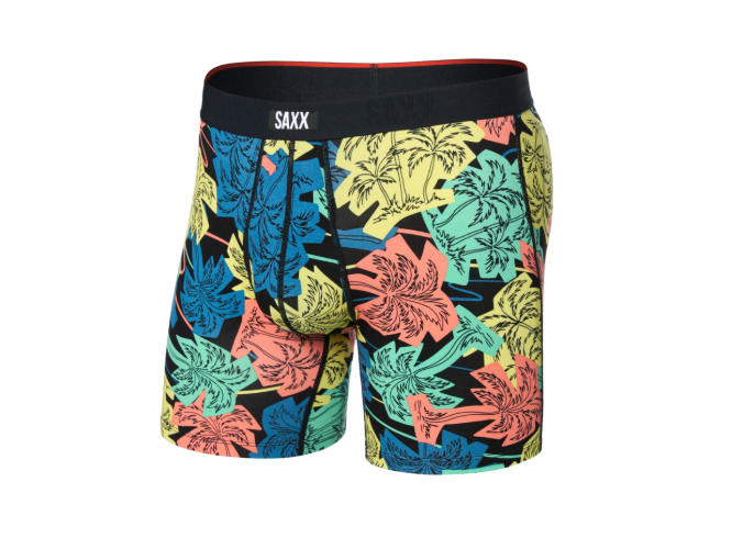 Saxx Vibe Xtra Boxer Brief Fly - Palm Fun - Black