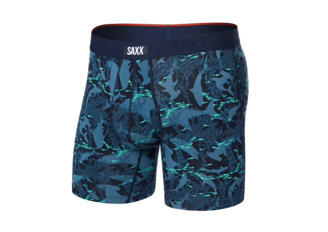 Saxx Vibe Xtra Boxer Brief Fly - Sharks And Minnows - Dark Ink
