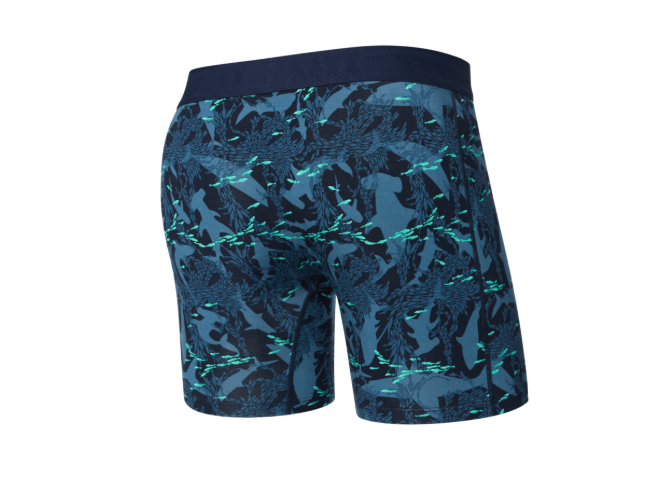 Saxx Vibe Xtra Boxer Brief Fly - Sharks And Minnows - Dark Ink
