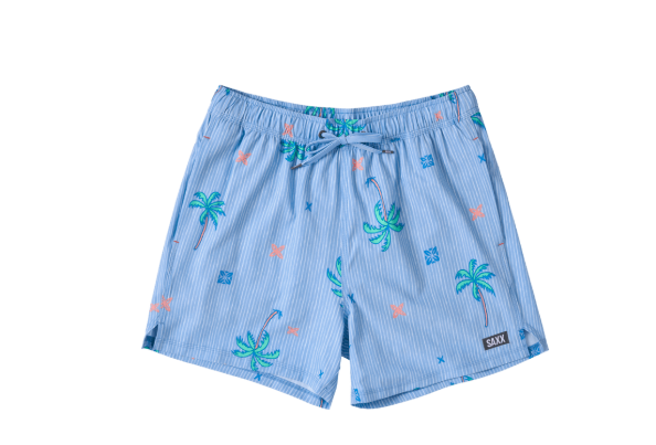 Saxx 5-Inch Oh Buoy 2N1 Volley Swim Trunks - Palmtastic - Bel Air Blue