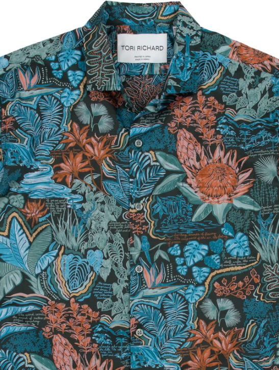 Tori Richard Mele's Sketchbook Cotton Lawn Camp Shirt - Forest Green
