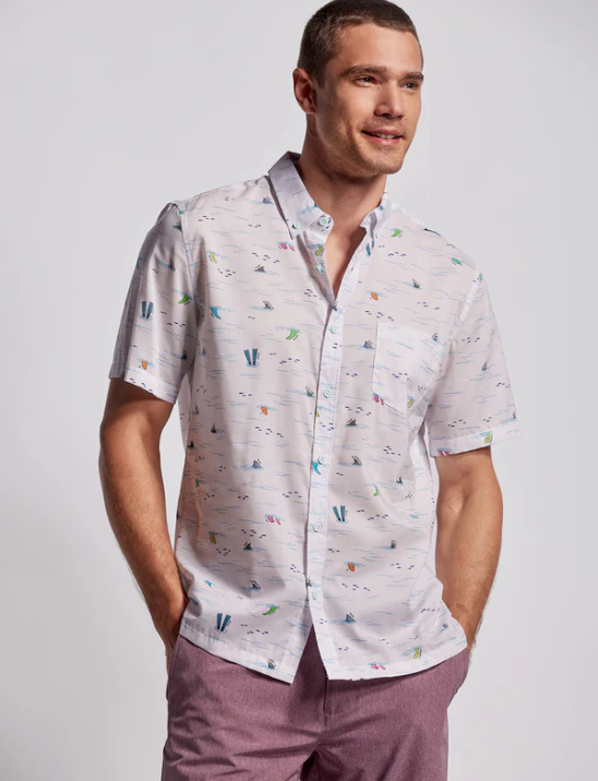 Tori Richard Men's Fins Of Hawaii Camp Shirt - White