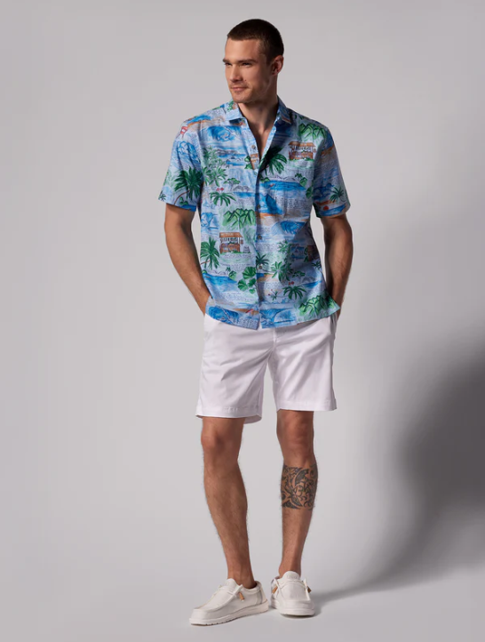 Tori Richard Men's Mele's Journal Cotton Lawn Camp Shirt - Water