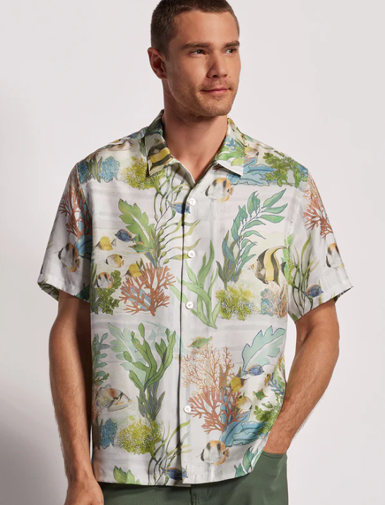 Tori Richard Men's Odyssea Silk Camp Shirt - Water
