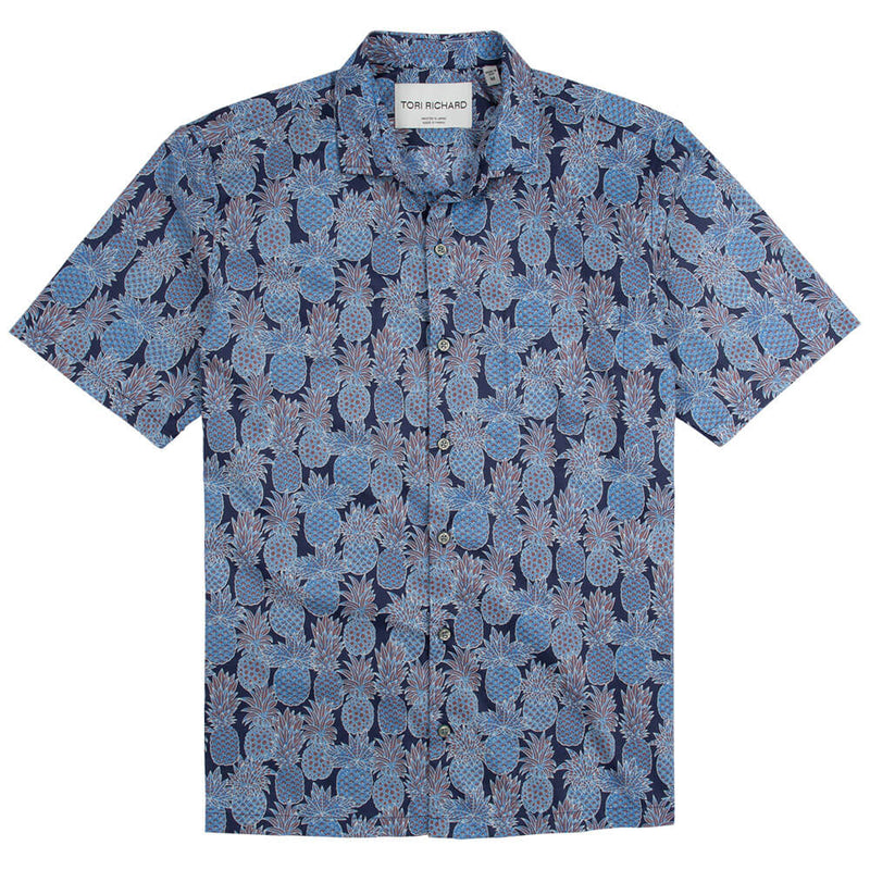 Tori Richard Ornamentals Cotton Lawn Camp Shirt - Navy