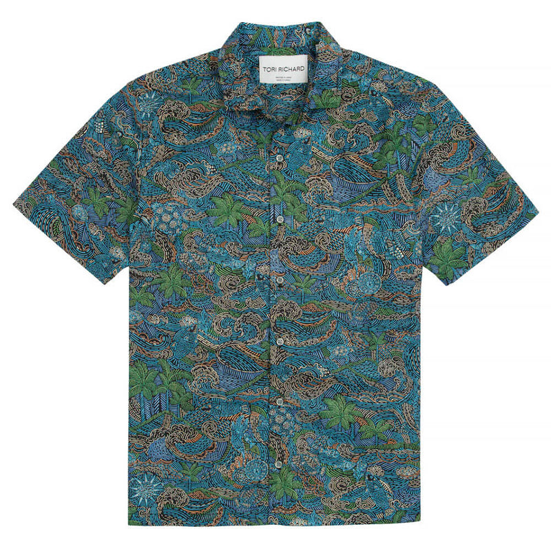 Tori Richard Fantasea Cotton Lawn Camp Shirt - Black