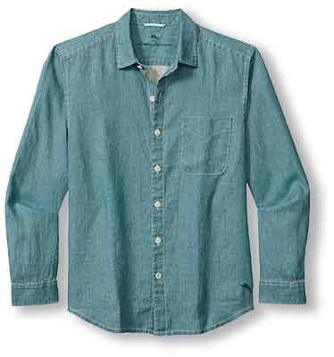 Tommy Bahama Sea Glass Breezer Linen Long Sleeve Shirt - Belle Blue