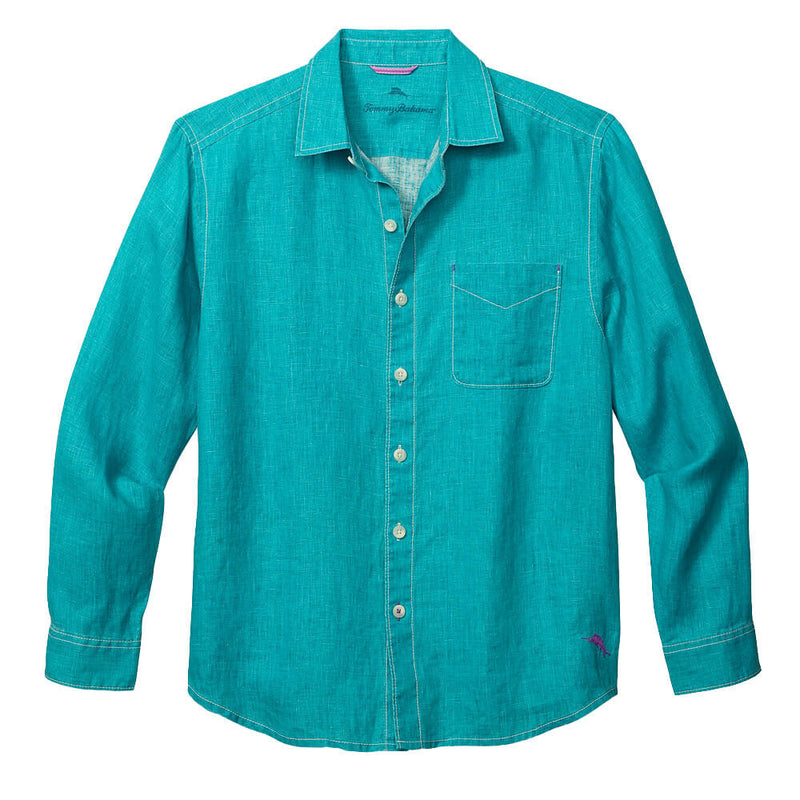 Tommy Bahama Sea Glass Breezer Linen Long Sleeve Shirt - Riviera Azure