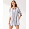 Tommy Bahama Rugby Beach Stripe Boyfriend Shirt Dress Coverup - White