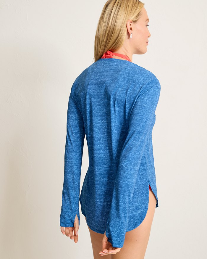 Tommy Bahama Active Long Sleeve Relaxed T-Shirt Cover Up - Indigo Tide