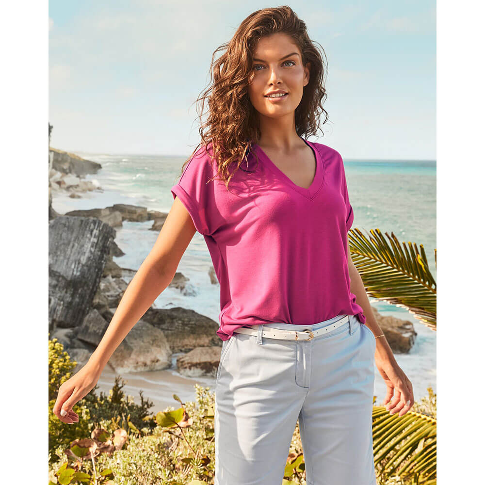 (取寄) トミーバハマ レディース カウアイ V-ネック ショート スリーブ  Bahama women Kauai V-Neck Short Sleeve Bright Blush Women's Tommy Bahama Kauai V-Neck Short Sleeve | Zappos.com