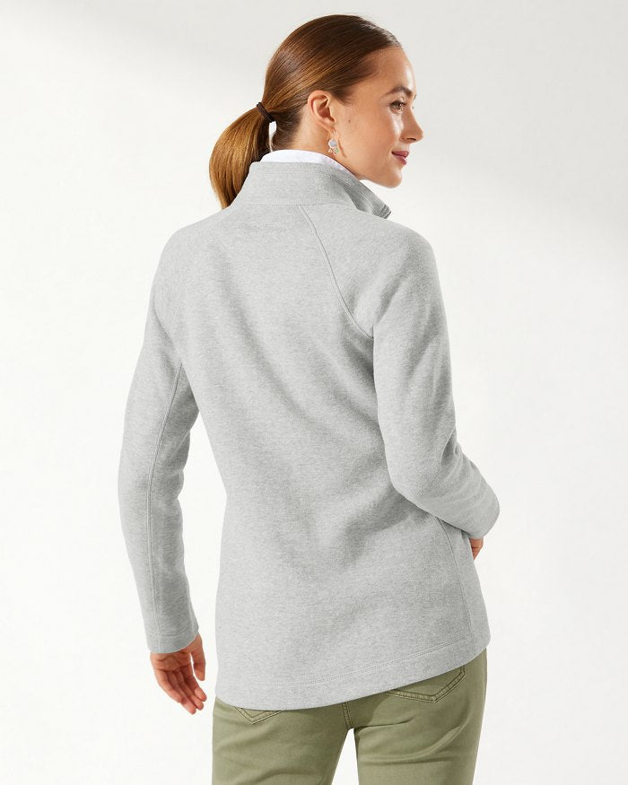 Tommy Bahama Women's Aruba Full Zip Sweatshirt - Fossil Grey Heather
