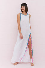 Pitusa Tassel Slit Mini Dress Cover Up - White