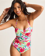 Tommy Bahama Womens Island Cays Fiesta Bandeau One Piece Swimsuit - White