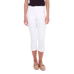 UP! 23-Inch Petal Slit Techno Crop Pant - White