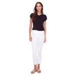 UP! Solid Techno Petal-Slit Ankle Pant - White