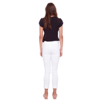 UP! Solid Techno Petal-Slit Ankle Pant - White