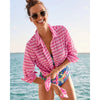 Tommy Bahama Coastline Stripe Boyfriend Shirt Cover Up - Pink Orchid