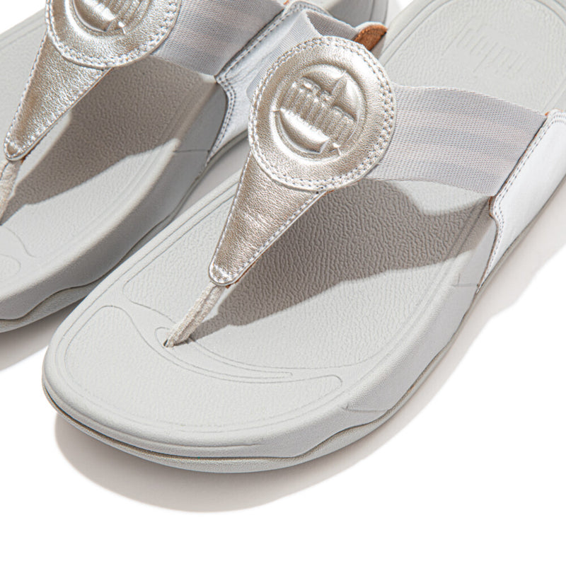 FitFlop Walkstar Canvas Flip Flops Sandals - Silver