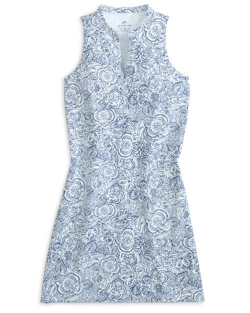 Southern Tide Womens Annalee Forever Floral Performance Dress - Seven Seas Blue*