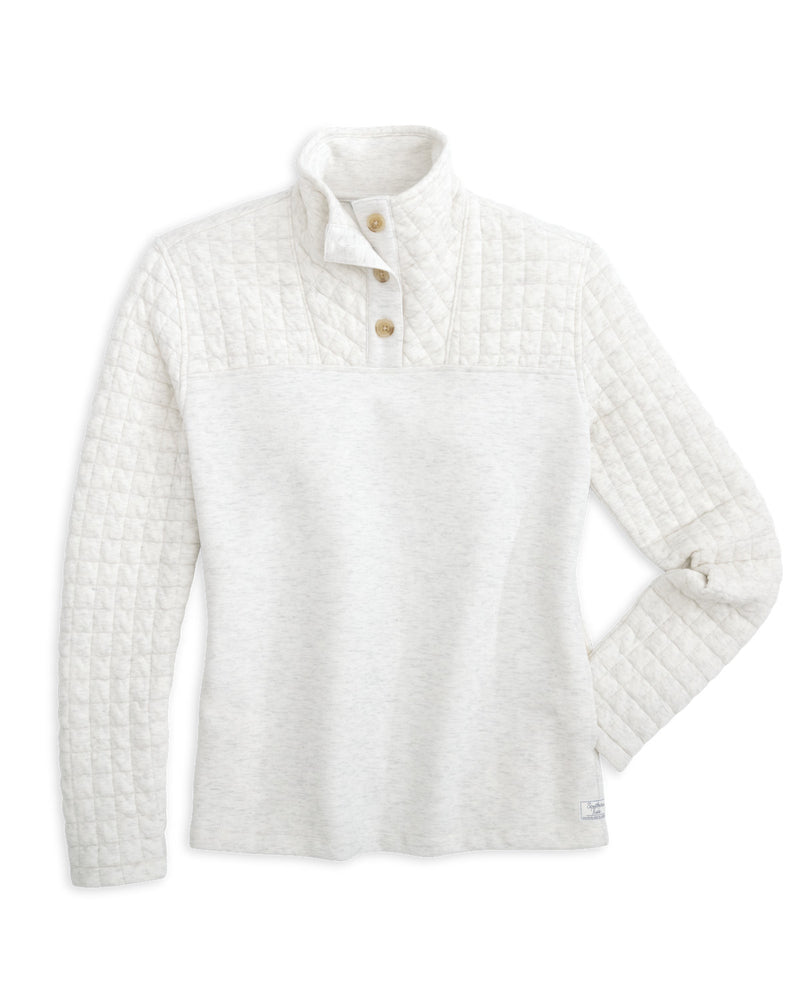 Southern Tide Womens Kelsea Quilted Heather Pullover Sweater - Heather Star White*