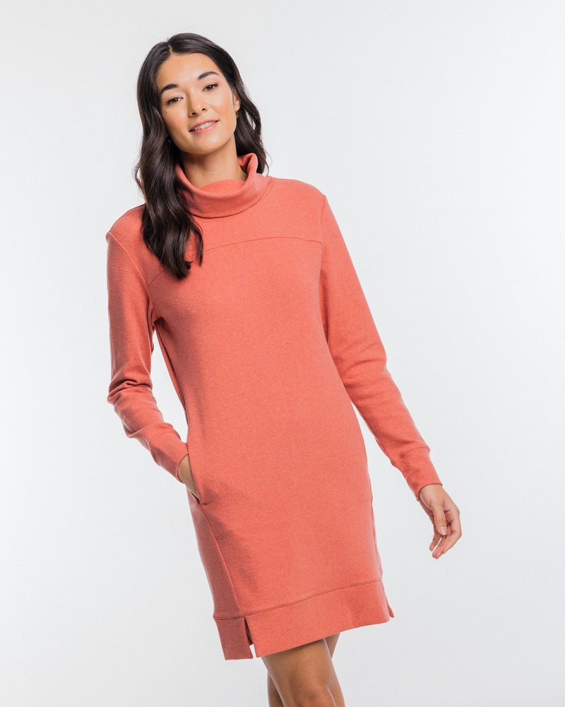 Southern Tide Womens Lynn Mock Neck Heather Dress - Heather Dusty Coral*