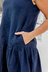 West Indies Wear Amy Linen Dress - Navy