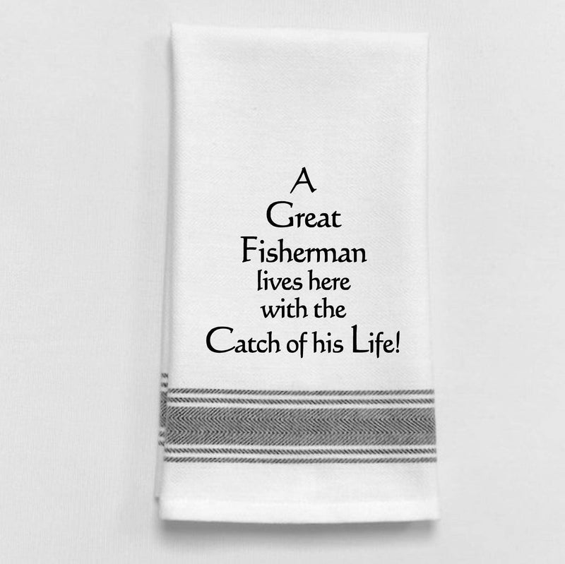 Tea Towel BB-A-07 A GREAT FISHERMAN LIVES HERE