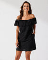 Tommy Bahama Harbour Eyelet Off The Shoulder Dress Cover Up - Black