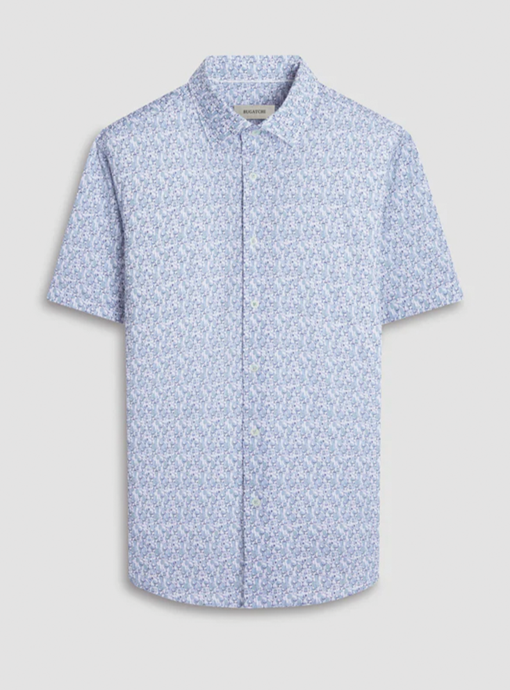 Bugatchi Ooohcotton Miles Short Sleeve Sport Shirt - Mint