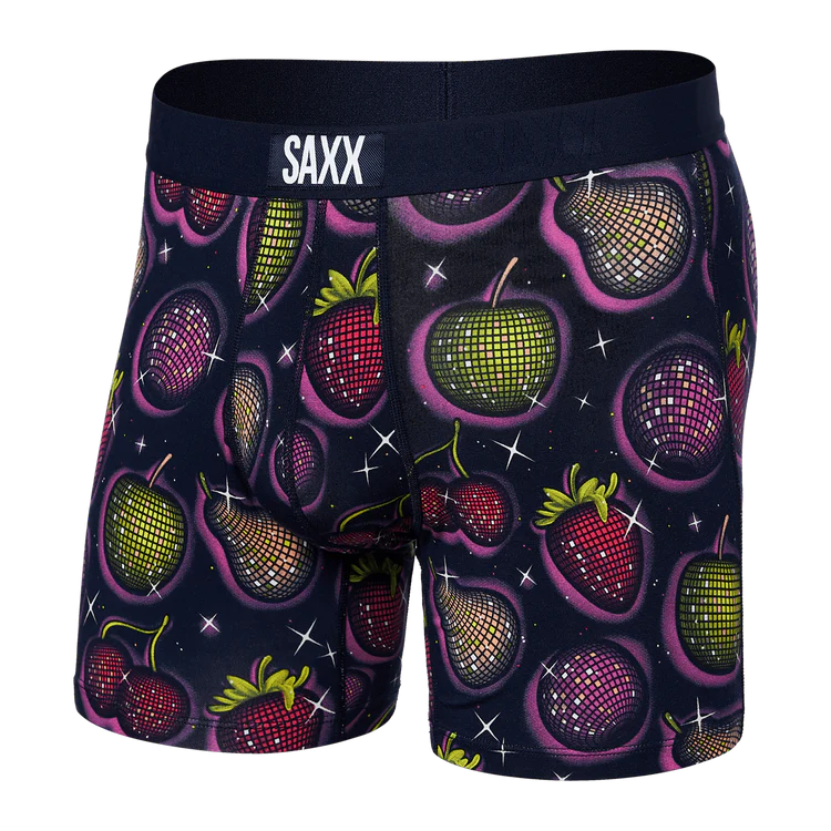 SAXX Vibe Super Soft Disco Fruit Boxer Briefs - Maritime Blue