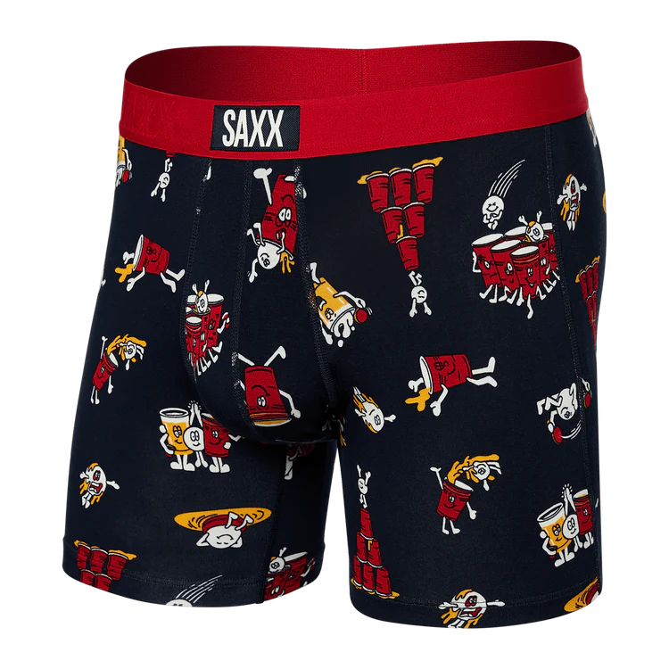 SAXX Vibe Super Soft Party Foul Boxer Briefs - Dark Ink