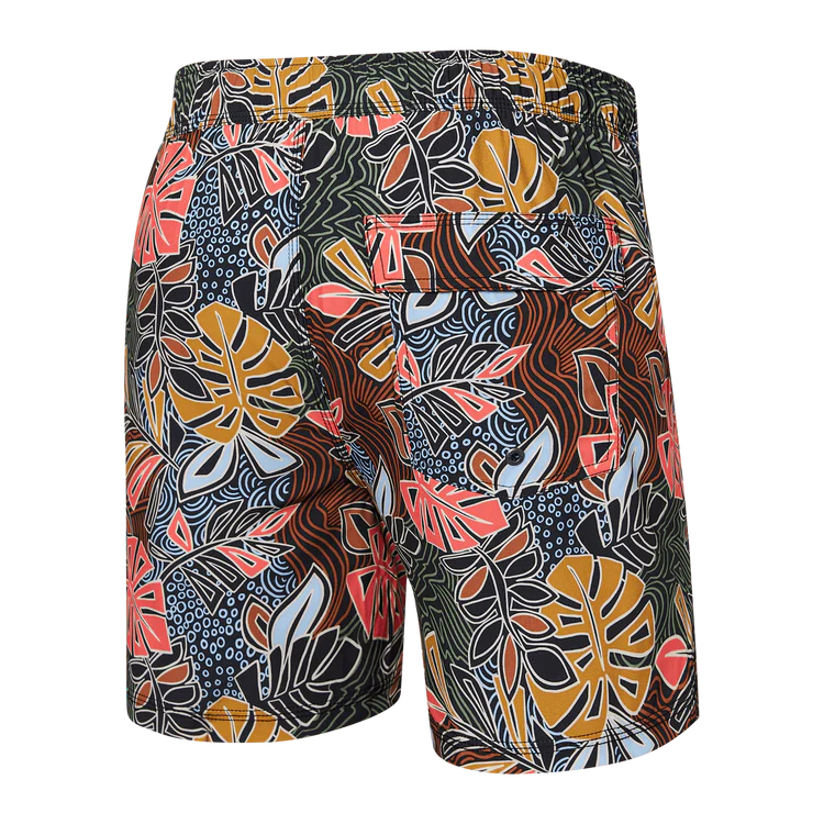 SAXX 5-Inch Oh Buoy 2N1 Volley Desert Palms Swim Trunks - Harvest Multi