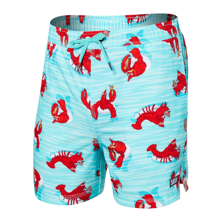 SAXX 5-Inch Oh Buoy 2N1 Volley Lobster Lounger Swim Trunks - Aqua