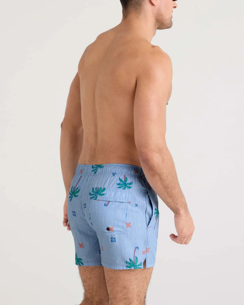 Saxx 5-Inch Oh Buoy 2N1 Volley Swim Trunks - Palmtastic - Bel Air Blue
