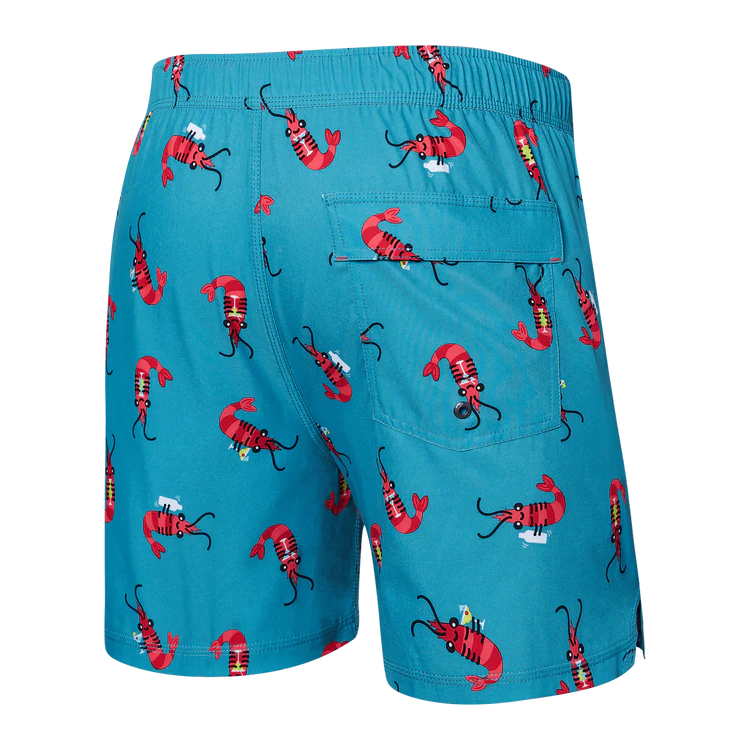 SAXX 5-Inch Oh Buoy 2N1 Volley Shrimp Cocktail Swim Trunks - Blue Moon