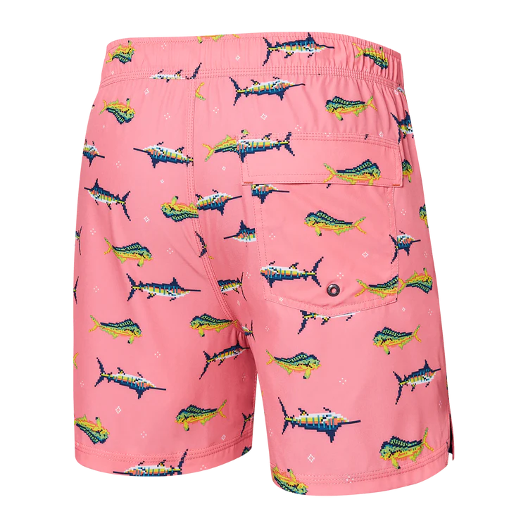 SAXX 5-Inch Oh Buoy 2N1 Volley Trophy Catch Swim Trunks - Flamingo