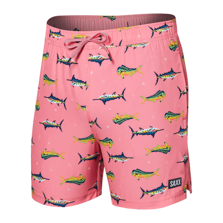 SAXX 5-Inch Oh Buoy 2N1 Volley Trophy Catch Swim Trunks - Flamingo