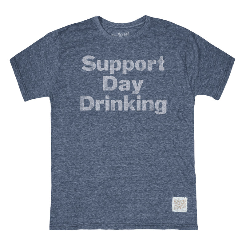 Retro Brand Support Day Drinking Tri-Blend Unisex T-Shirt - Navy