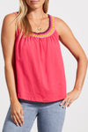 Tribal Crochet Neckline Flowy Top - Fruit Punch