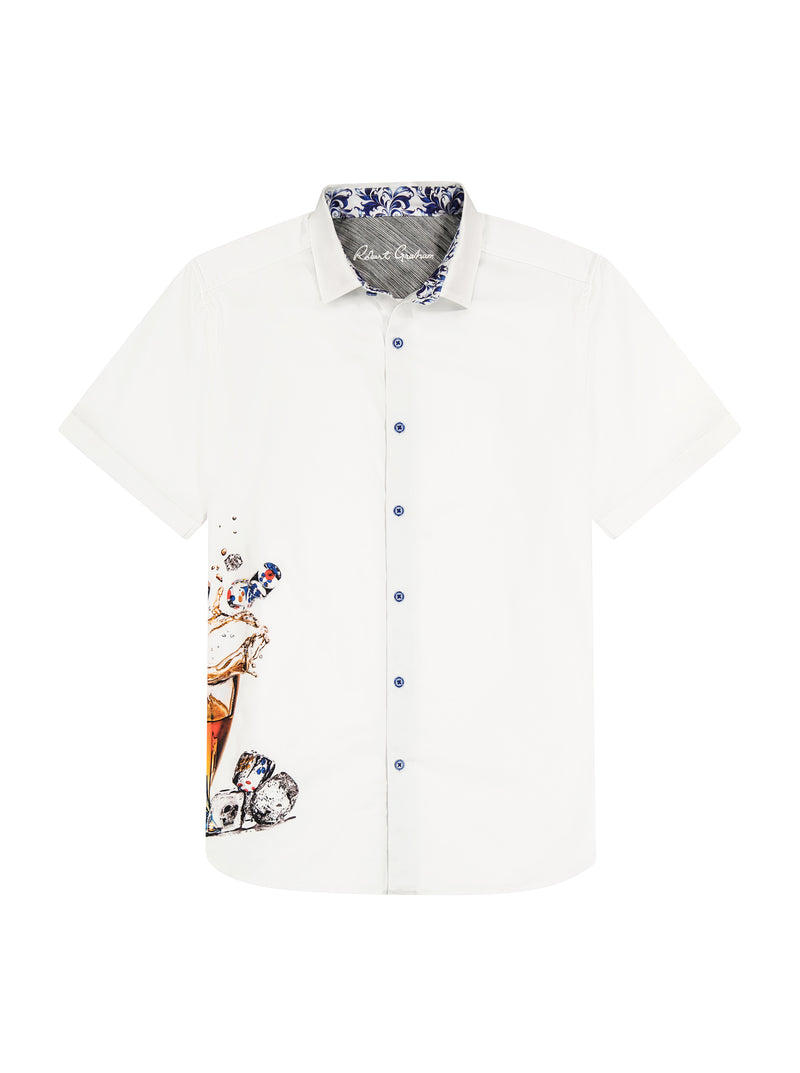 Robert Graham Ice & Dice Short Sleeve Classic Fit Sport Shirt - White