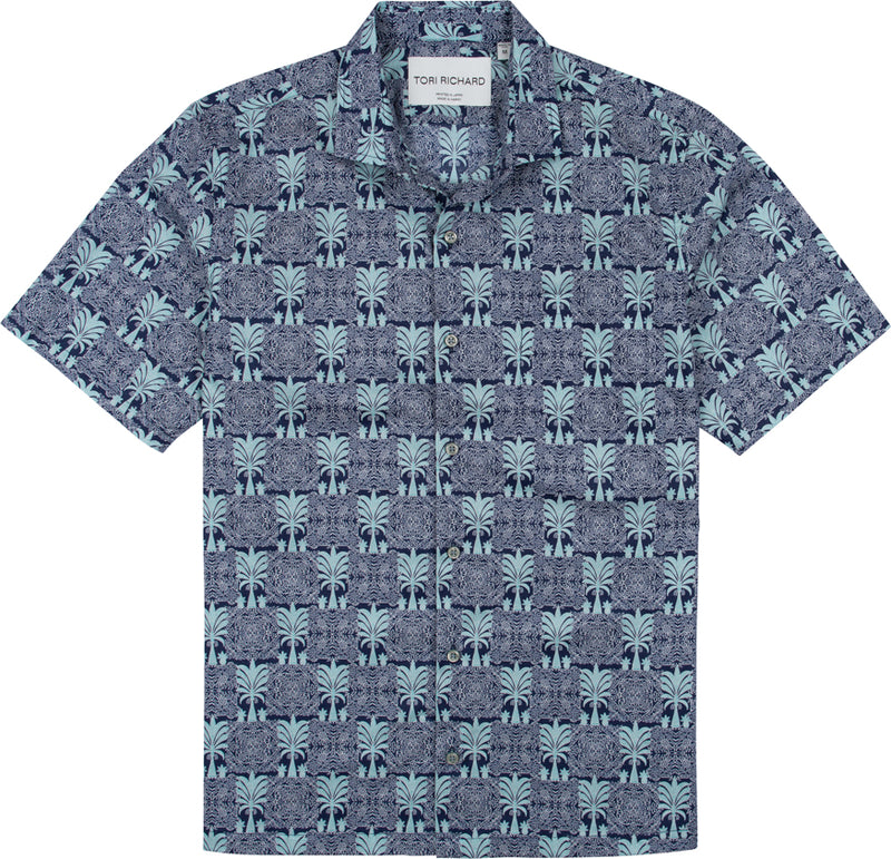 Tori Richard Men's Noble Palm Cotton Lawn Camp Shirt - Navy