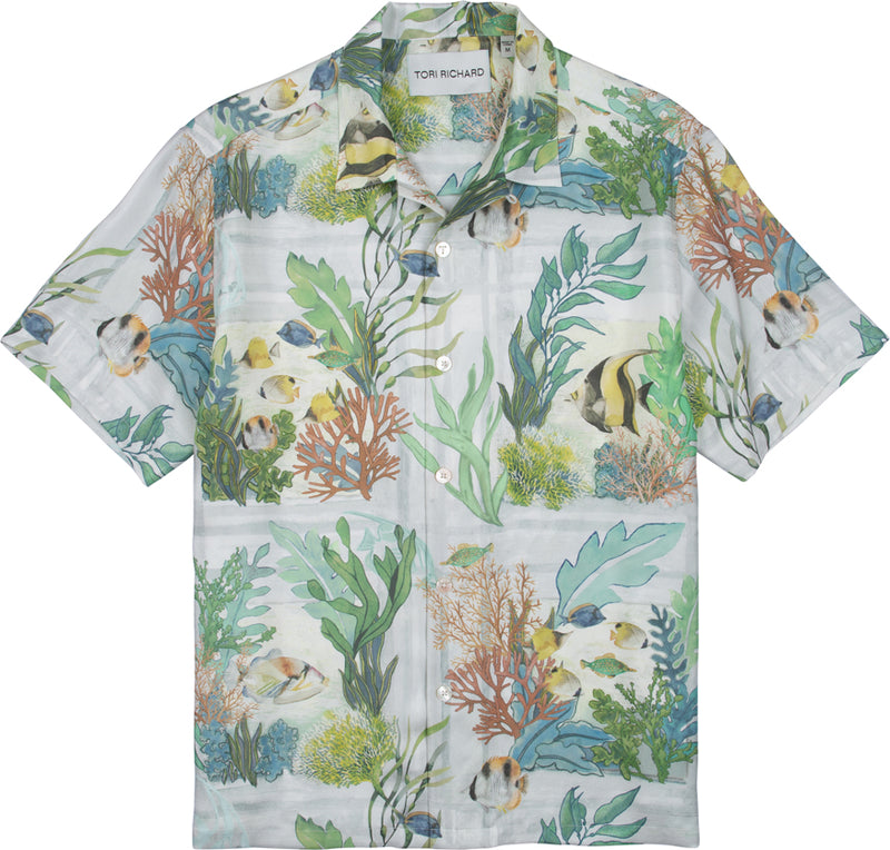 Tori Richard Men's Odyssea Silk Camp Shirt - Water