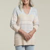 Tribal 3/4 Sleeve Split Neck Sweater - Clay