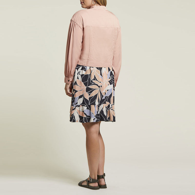 Tribal Long Sleeve Snapped Front Cropped Jacket - Mink