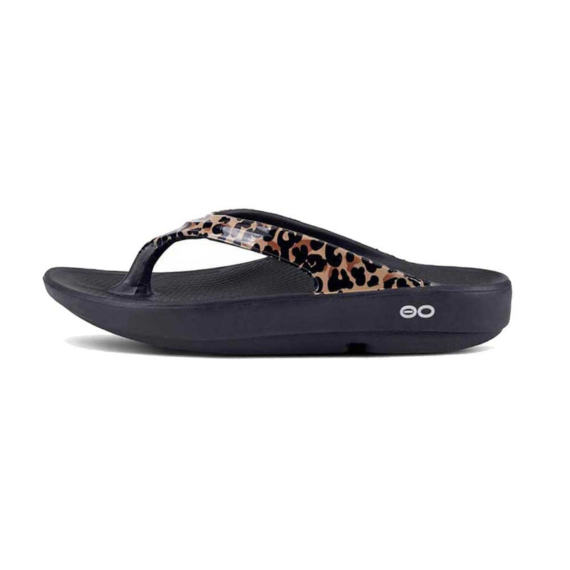 Oofos Women's OOlala Thong Limited Sandals - Black/Leopard